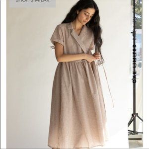 Oak + Fort Gingham Wrap Midi Dress